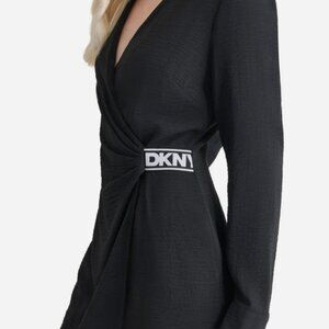 LONG SLEEVE FAUX WRAP DKNY DRESS